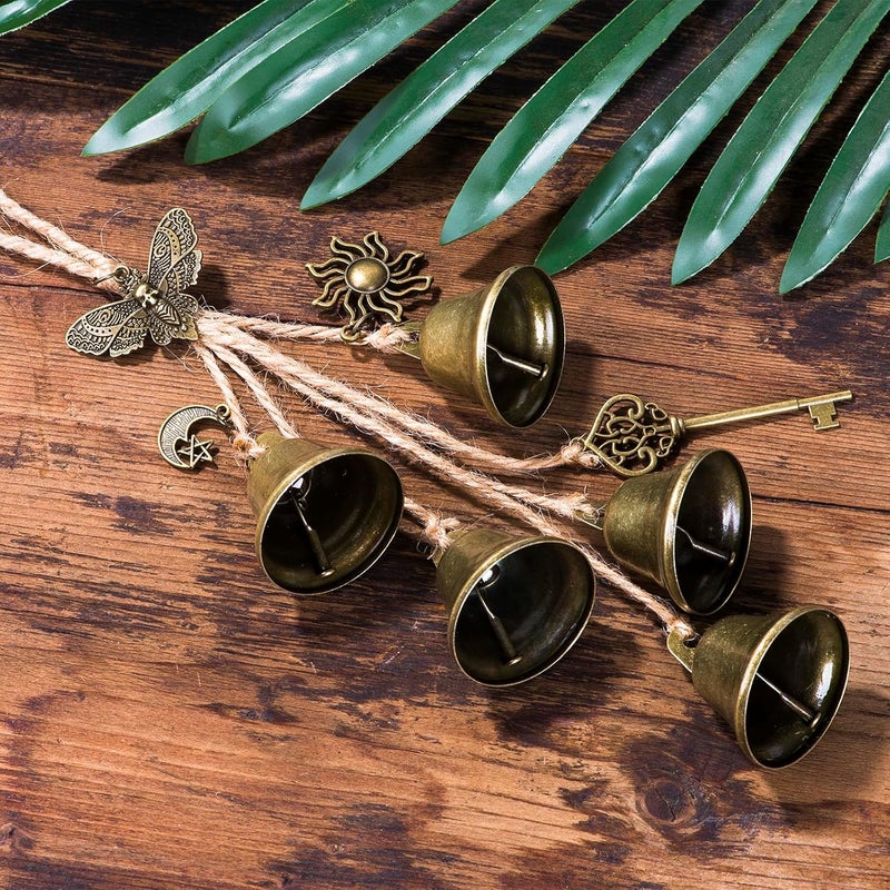 Ausicfen 2 Pieces Witch Bells for Door Knob for Protection Brass Bells Hanging Witchcraft Wicca Supplies Wreath Handmade Witch Bells Wiccan Magic Wind Chimes (Butterfly Vintage Bell) - Image 3